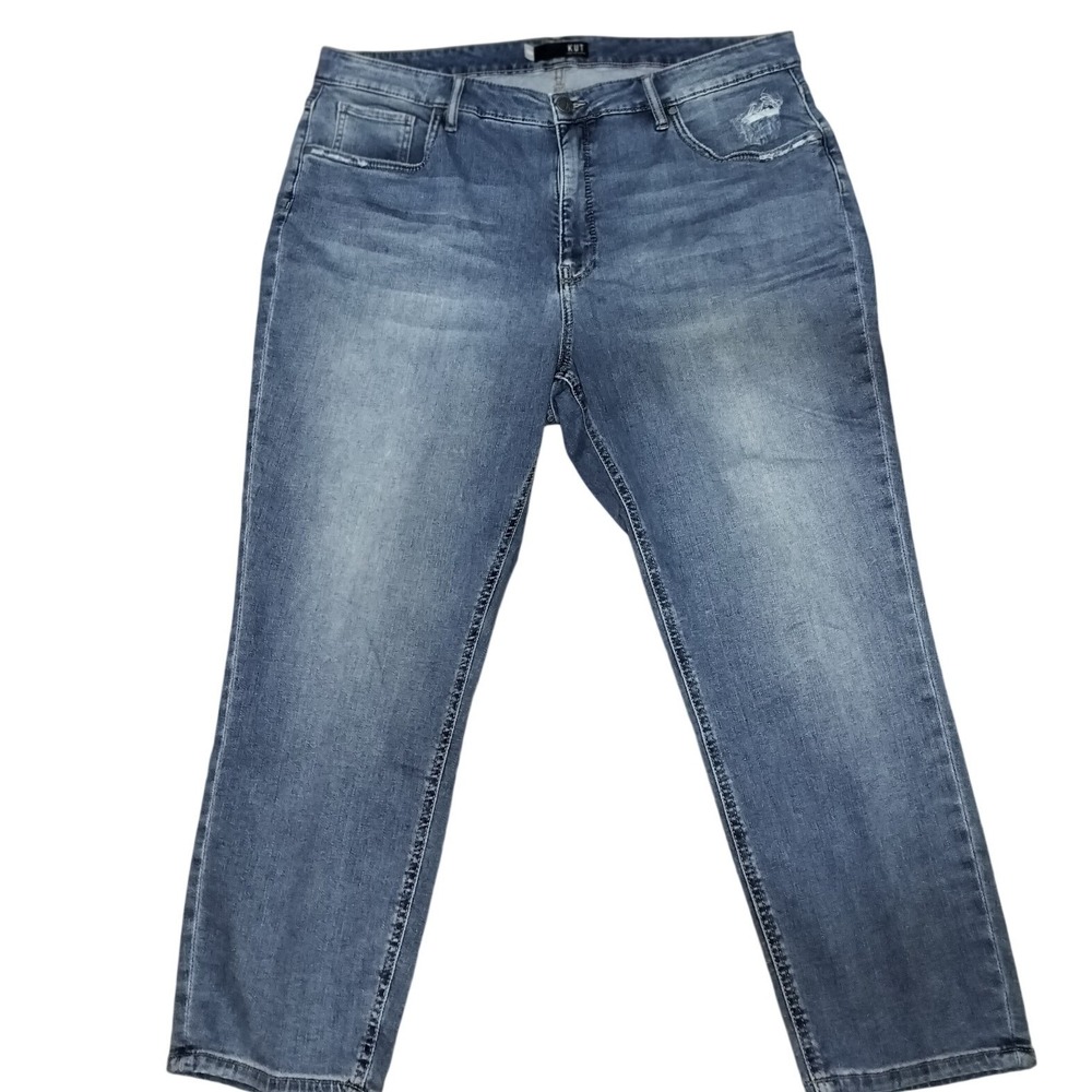 Kut from the Kloth Naomi Fab Ab High Rise Crop Distressed Straight Leg 20W